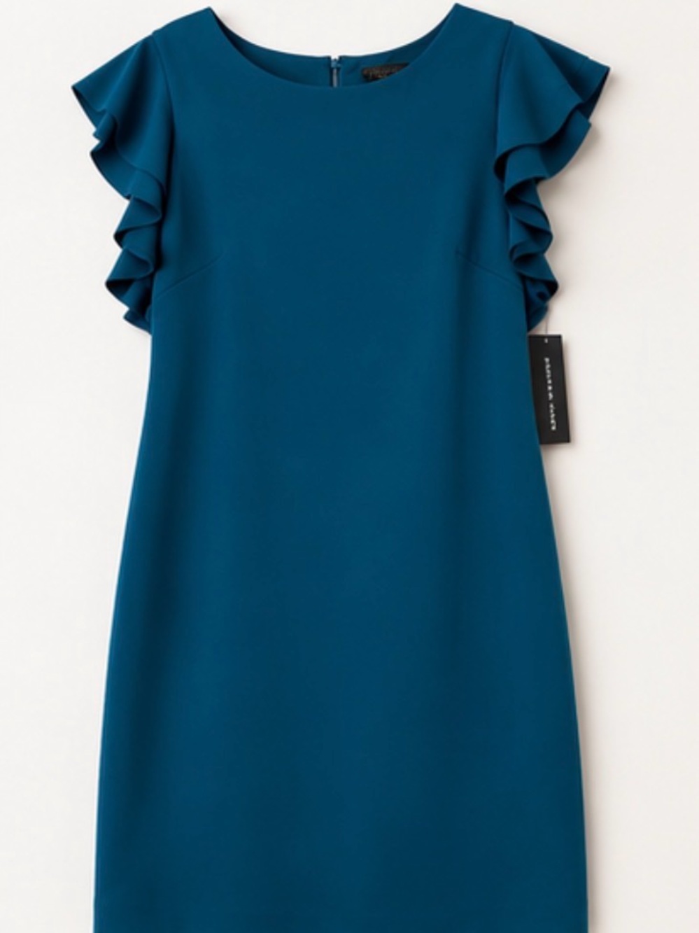 Andrew Marc Teal Ruffle Sleeve Midi Dress